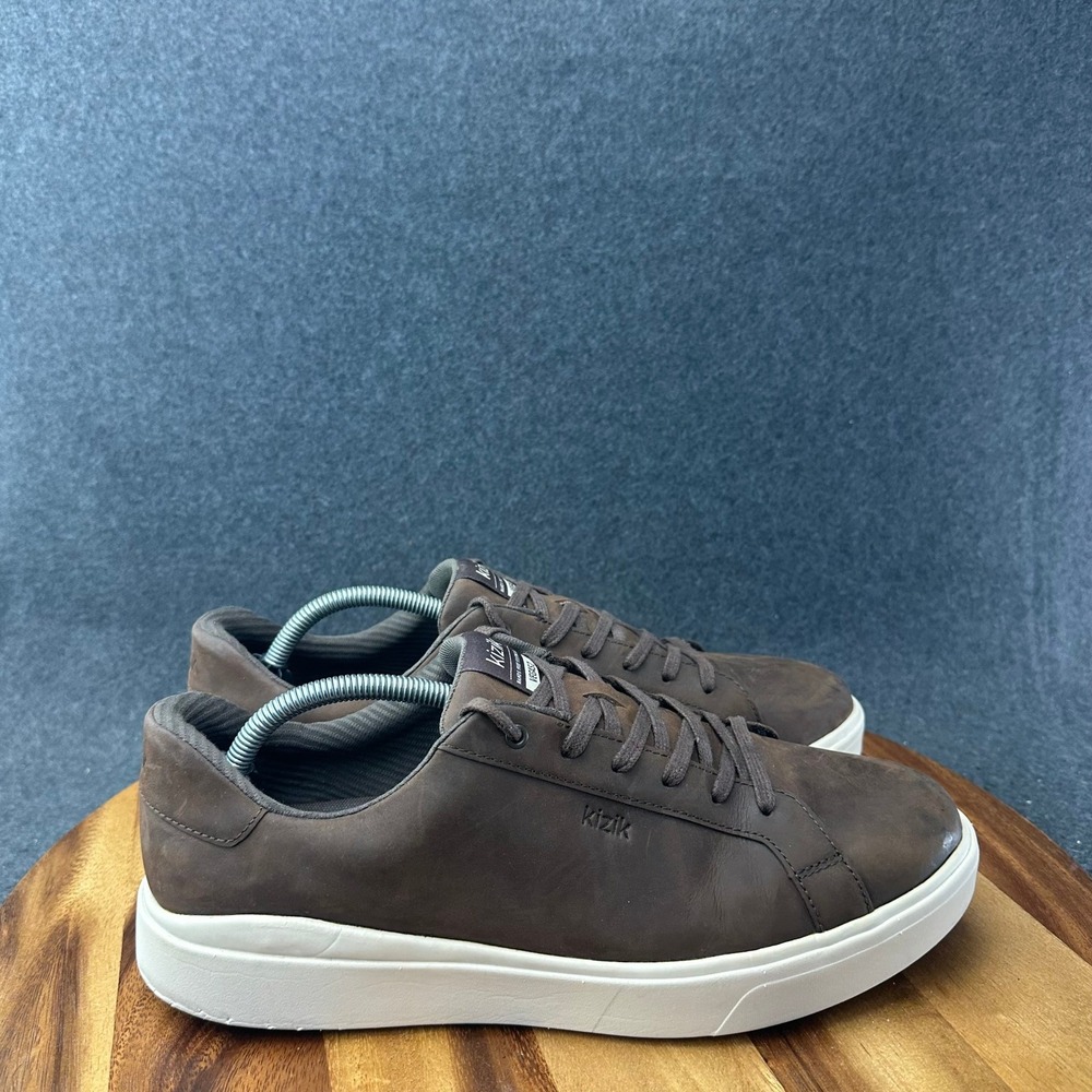 Kizik Vegas 2 Brown Leather Shoes Sneakers Hands Free Mens Size 11.5